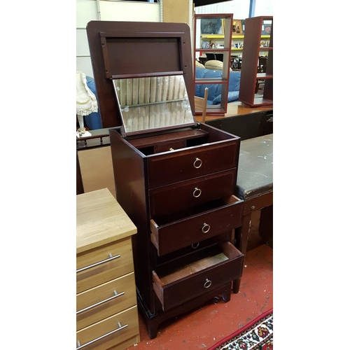 578 - Stag Mahogany Five Drawer Vanity Unit with Lift Lid & Mirror Top.