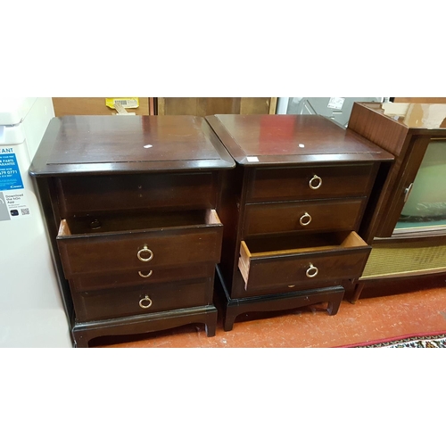 583 - Pair of Stag Mahogany Four Drawer Bedside Units - approx 72cm tall x 53cm wide x 47cm deep.