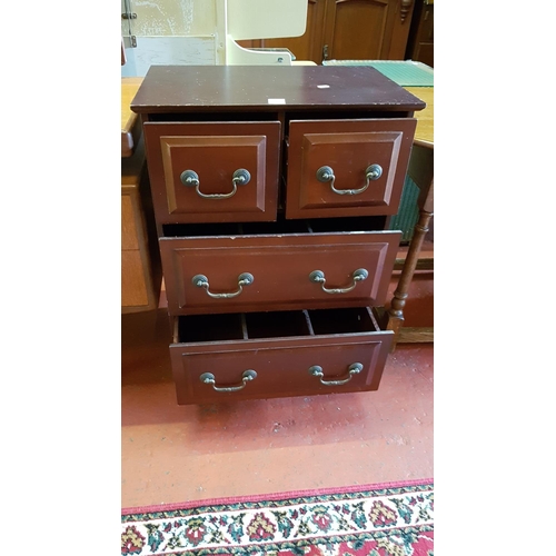 603 - Two over Two Drawer Mahogany Effect Unit - approx 75cm tall x 55cm wide x 36cm deep.