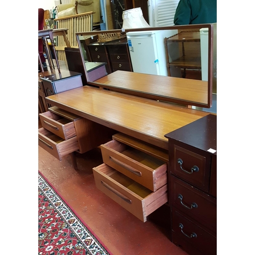 604 - 1970's G-Plan Five Drawer Dressing Table with Single Mirror to Top - Table measures - 28