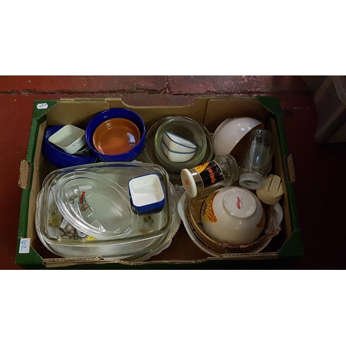 62 - Box of Kitchenware Including Mixing Bowls, Cake Tins, Oven Dishes etc.