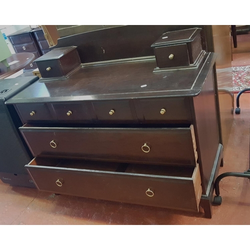 633 - Stag Mahogany Four over Two Drawer Desk with Twin Drawers & Shelf to Top on Bracket feet - approx 3f... 