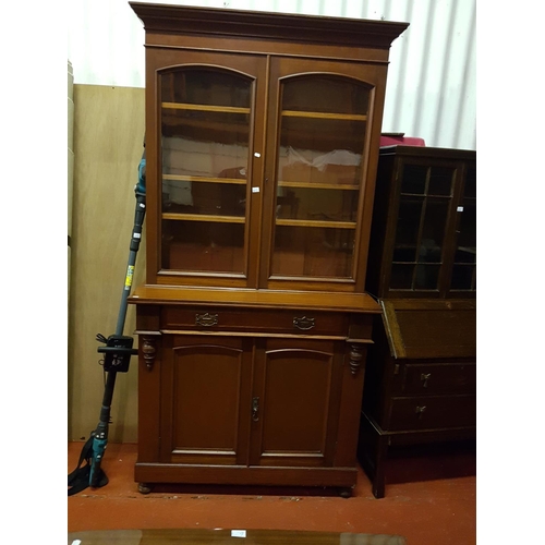 646 - Glazed Top Bookcase over Single Drawer & Double Cupboard - approx 89