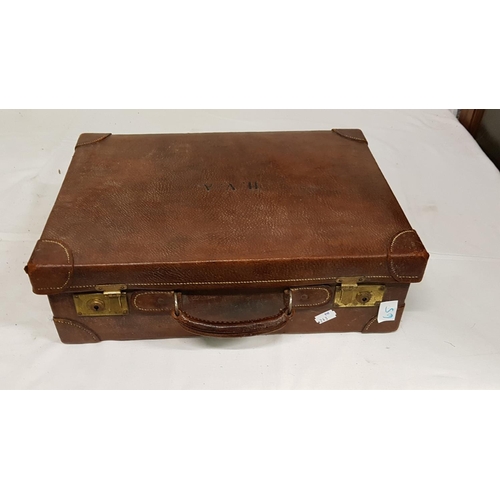 65 - Vintage Brown Leather Salesman's Case.