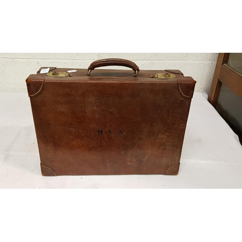 65 - Vintage Brown Leather Salesman's Case.