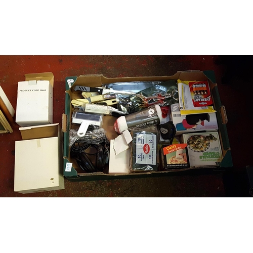 66 - Box to Include Kitchen Accessories & Utensils, Torches, Cameras, Boxed Headphones, Measuring Tapes e... 