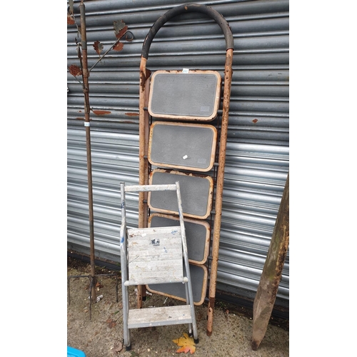 661 - Metal A Framed Ladder & Two Step Aluminium Steps.