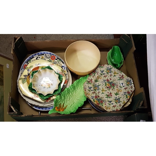 94 - Box of Assorted Plates & Bowls Including Carltonware, Coalport, Royal Winton etc.