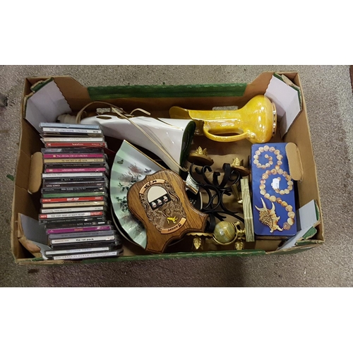 98 - Box to Include Assorted CD's, Table Lamp, Jug etc.