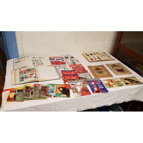 2 - Box to Include Stamp & Cigarette Card Albums, Welsh Rugby Programmes etc.