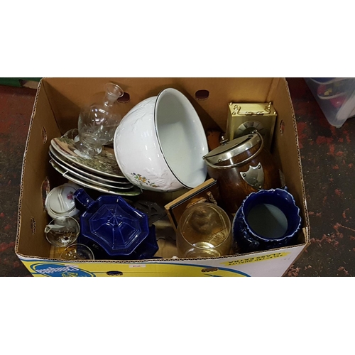 82 - Box to Include Chamber Pot, Vases, Wedgwood Plates etc.