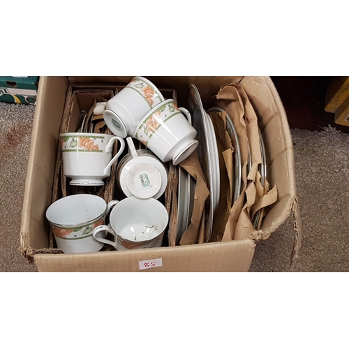 85 - 28 Piece White & Orange Floral Dinner Set.