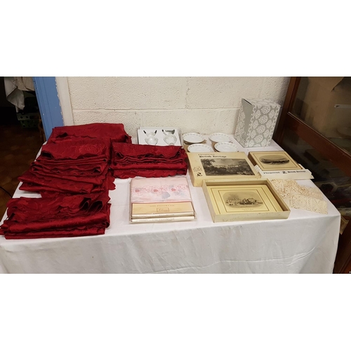 121 - Box to Include Linen, Pillow Case, Table Ware & Boxed Espresso Set.