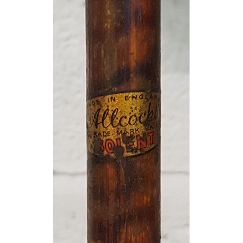 132 - Vintage Cane Fishing Rod, Wooden Golf Club & Walking Stick.