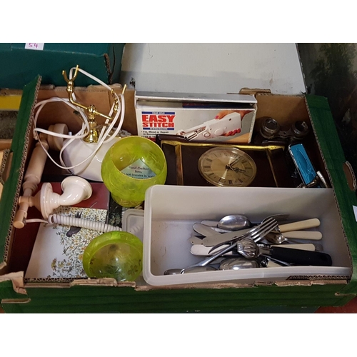 133 - Box to Include Cutlery, Dressing Table Brush Sets, Binoculars 