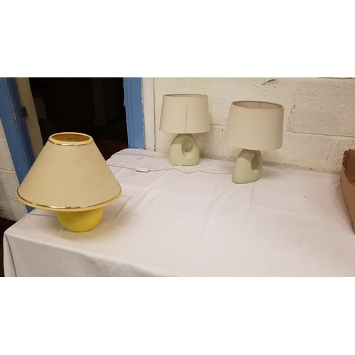 137 - Pair of Cream Based Table Lamps & One other with Shades.