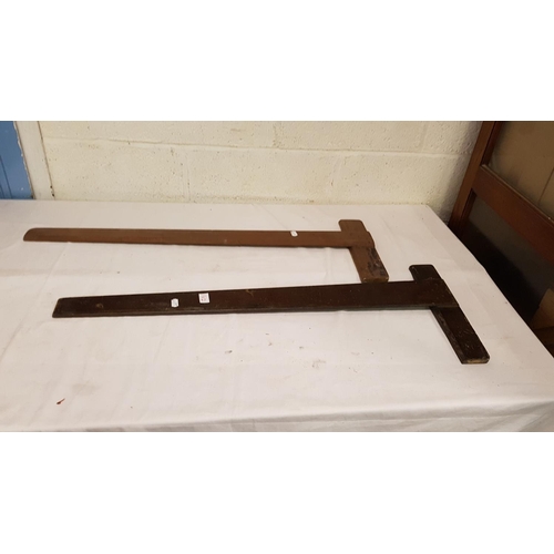 142 - Two Vintage Wooden T Squares.