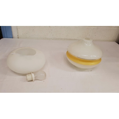 163 - Two Retro Glass Ceiling Light Shades.