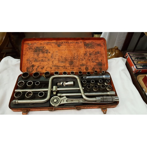180 - Metal Cased Draper Socket Set - one missing.