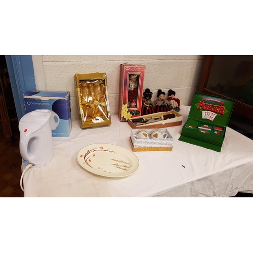 Box to Include NEW Cookworks Kettle, Boxed Poker Chips, Boxed Glasses ...