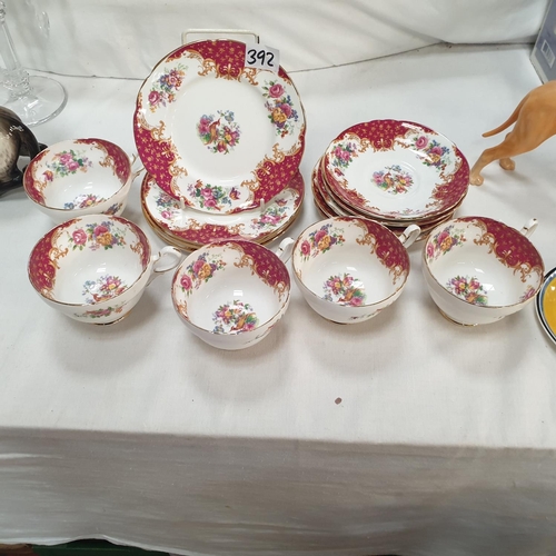 Five Paragon Red Rockingham Trios.