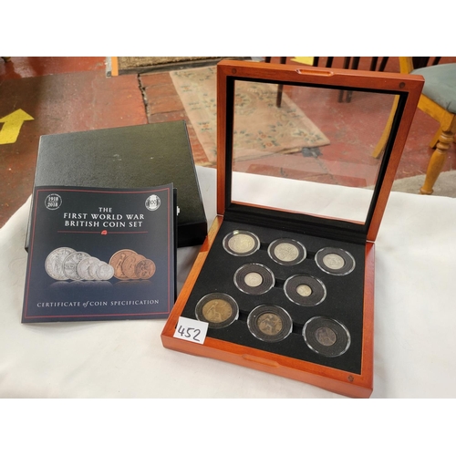 WW1 British Coin Set in Wooden Presentation Case.