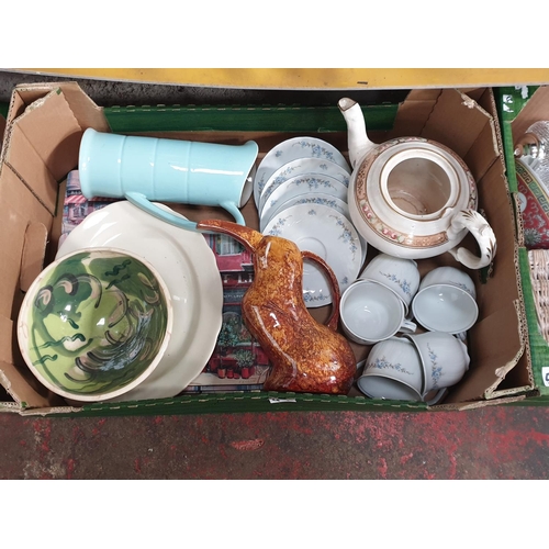 Box to Include Regina Floral Part Tea Set, Pottery Bowl, Jugs etc.