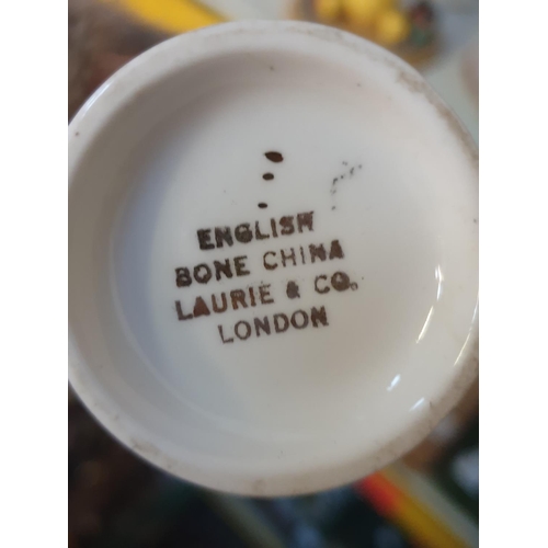 342 - 11 Piece Pink & Gilt Laurie & Co London Bone China Tea for Two Set.