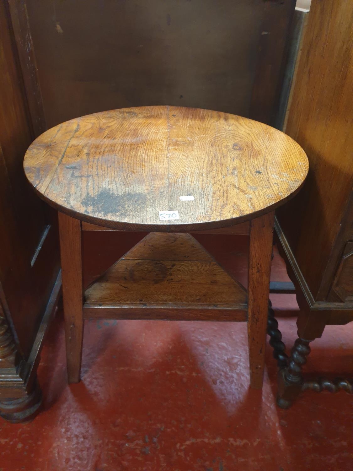 Circular Topped Occasional Table with Triangular Undershelf - 25