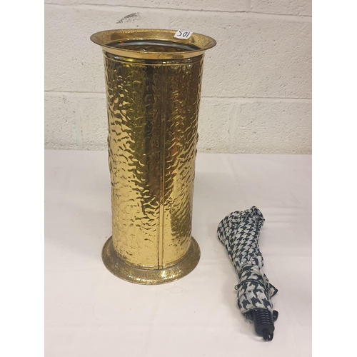 105 - Brass Umbrella Stand with One Small Umbrella.