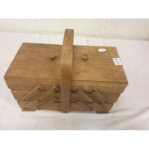 112A - Small Concertina Sewing Box & Contents.