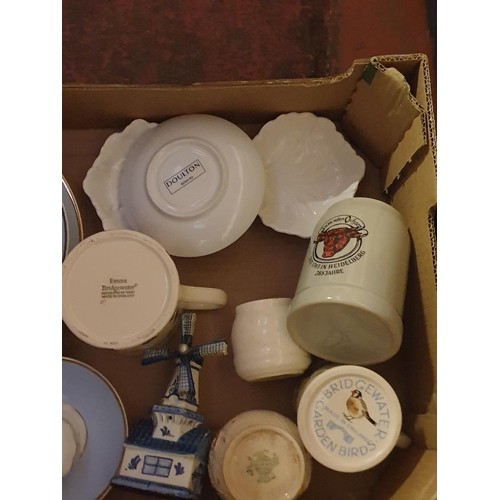 72 - Box to Include Doulton Blue, White & Gilt Tableware, Mugs etc.