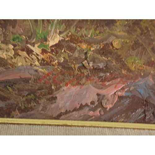 87 - Set of Four Gilded Framed Similar Themed Oil on Canvas Paintings - Three are 52cm x 42cm, one is 37c... 