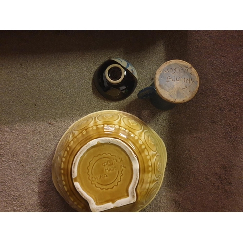 90 - Box to Include Chalk Plate, Mixing Bowl, Ewenny Pottery etc.