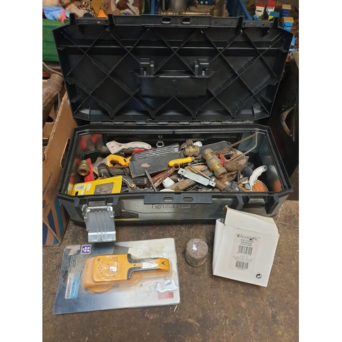 105 - Stanley Tool Box & Quantity of Tools Including Saw etc.