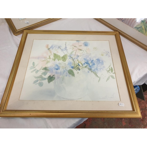 112 - Three Framed & Glazed Floral Watercolours, Signed By Celia Russell.
