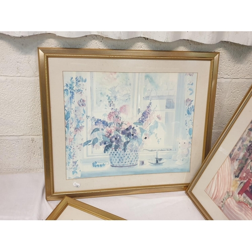 112 - Three Framed & Glazed Floral Watercolours, Signed By Celia Russell.