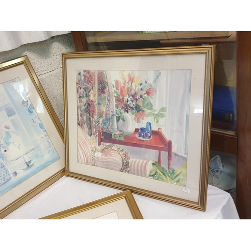 112 - Three Framed & Glazed Floral Watercolours, Signed By Celia Russell.