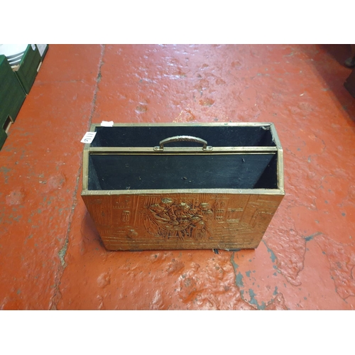 116 - Brass Tavern Scene Magazine Rack.
