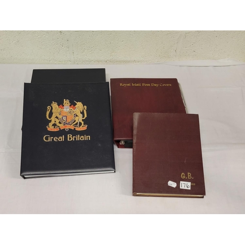 176 - Three Albums of Stamps Including Album of Approx 80 First Day Covers, 'ACE' G.B. Standard Stamp Albu... 