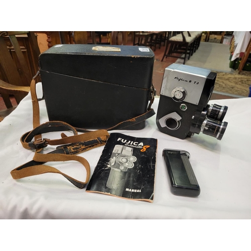 208 - 1960's Fujica Automatic 8 T3 Double 8mm Camera in Original Box with Booklet & Accessory.