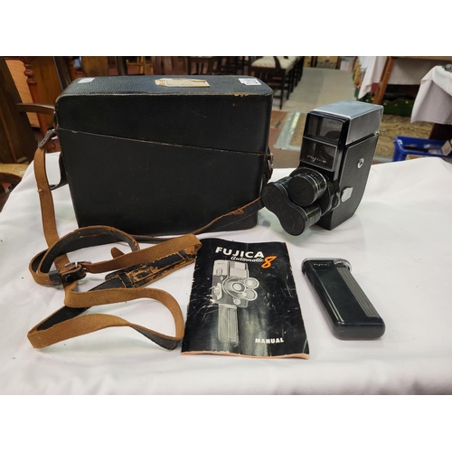 208 - 1960's Fujica Automatic 8 T3 Double 8mm Camera in Original Box with Booklet & Accessory.