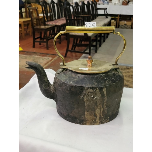 225 - Heavy Cast & Brass Aga Kettle.