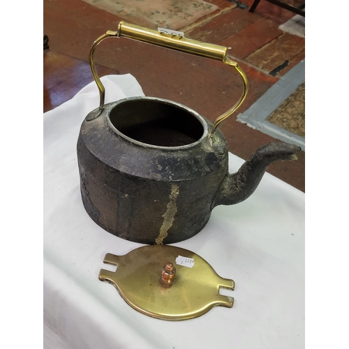 225 - Heavy Cast & Brass Aga Kettle.
