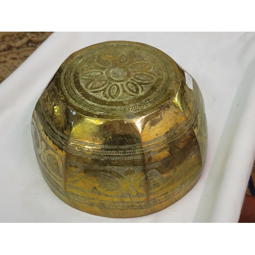 236 - Indian Carved Brass Bowl - approx 9