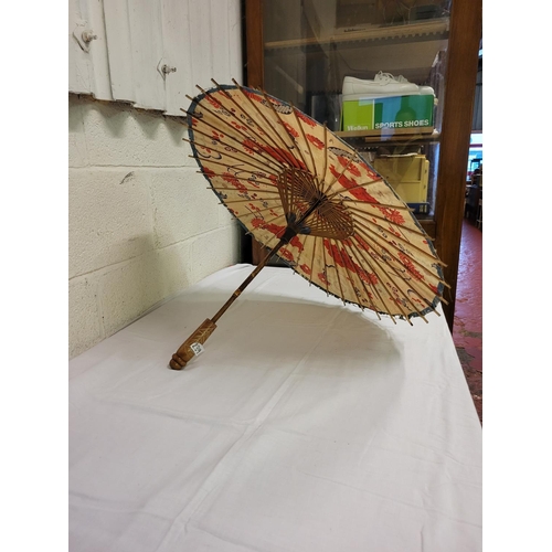239 - Oriental Silk & Bamboo Parasol - approx 21