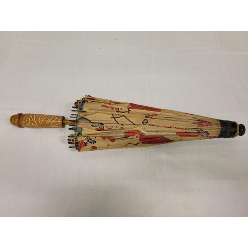 239 - Oriental Silk & Bamboo Parasol - approx 21