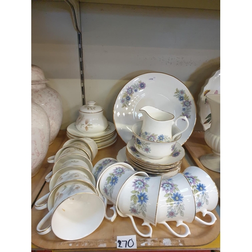 270 - 13 Piece Royal Doulton 'Yorkshire Rose' Tea Set with Lidded Sugar Bowl & Queen Anne China Part Tea S... 