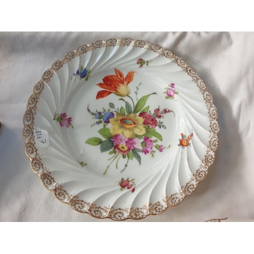 319 - Dresden Botanical Cabinet Plate along with Queen Elizabeth II Silver Jubilee Powder Pot.