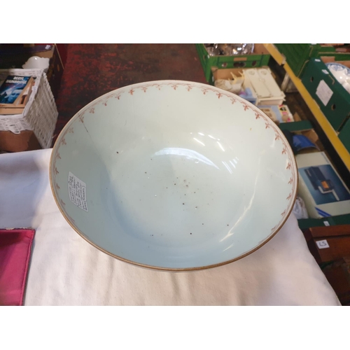 359 - 18th Century Qing Dynasty Chinese Large Bowl Decorated in Blue with Faded Gilt Landscape - approx 27... 